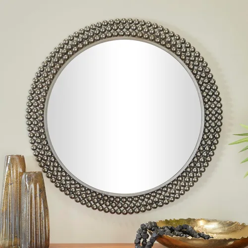 Miniatura 5 de CosmoLiving by Cosmopolitan Espejo de pared de metal para habitación, espejo de entrada con detalles de cuentas, espejo montado en la pared 32 x 1 x