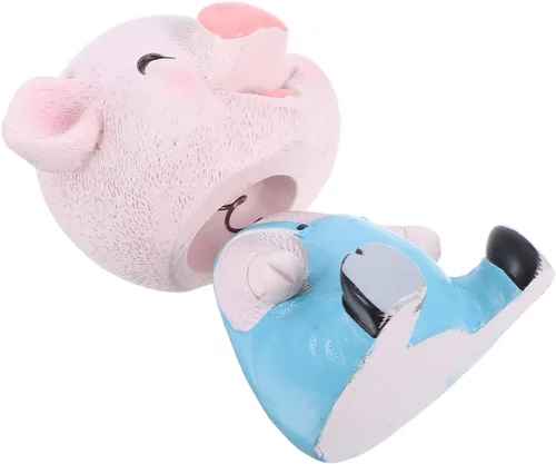 Miniatura 6 de EXCEART Adorno de cerdo con forma de cabeza de bobblehead, decoración de cerdito tembloroso para tablero de instrumentos de automóvil, escritorio