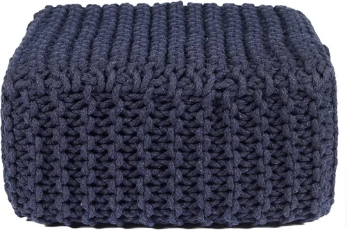 Miniatura 6 de REDEARTH · Taburete otomano bajo en forma de cubo – Puf tejido a mano – Puf bohemio de cordón – Decoración del hogar – Reposapiés relleno para sala