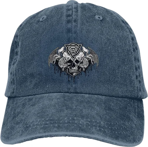 Miniatura 9 de Cowboy Hat Trendy Hats for Man and Women Djustable Four Season Outdoor Baseball Cap of Hell Skull with Angel Navy Blue