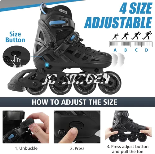 Miniatura 5 de Patines en línea para niños y niñas, 4 tamaños ajustables con ruedas en línea y ruedas completamente iluminadas para mujeres y hombres, carcasa Azul