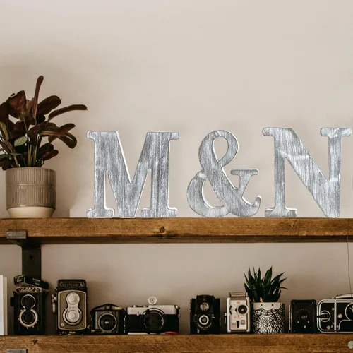 Miniatura 4 de Letras de madera de 8 pulgadas, letras de madera rústica sin terminar para decoración de pared, letras decorativas en pie, cortes de letras, letrero