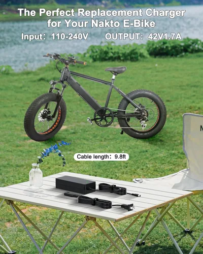 Miniatura 2 de VHBW Cargador eléctrico de 42 V para bicicleta Nakto con enchufe RCA compatible con Nakto 36V Camel Fashion Elegance Pony Mini Cruiser eBike