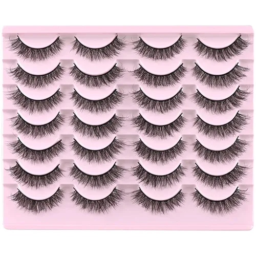 Miniatura 8 de FARRED Pestañas cortas naturales de visón, paquete de 14 pares de pestañas postizas de aspecto natural, esponjosas, pestañas postizas pequeñas
