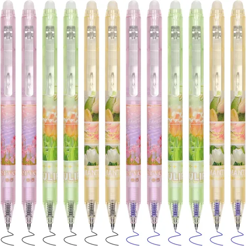 Miniatura 9 de Temiary 12Pcs Bolígrafos de Gel Borrables Lindos, Hacen Desaparecer los Errores, Punta Fina de 0.02 Pulgadas (0.5mm) para Escritura Suave