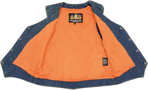 Miniatura 4 de Milwaukee Leather MDL4000 - Chaleco de mezclilla para mujer color azul liso con 4 broches frontales