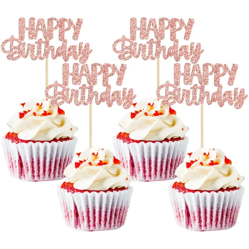 Miniatura 27 de Gyufise 24 piezas Adornos para pastel de cumpleaños con púas brillantes para magdalenas, para celebrar la decoración de pastel de fiesta temática