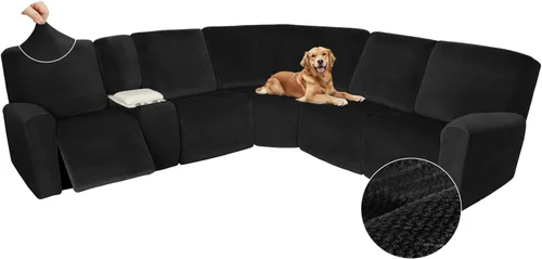 Miniatura 673 de Arfntevss Fundas de sofá seccional reclinable de terciopelo, Funda de sofá seccional de esquina para sofá reclinable, Funda elástica suave