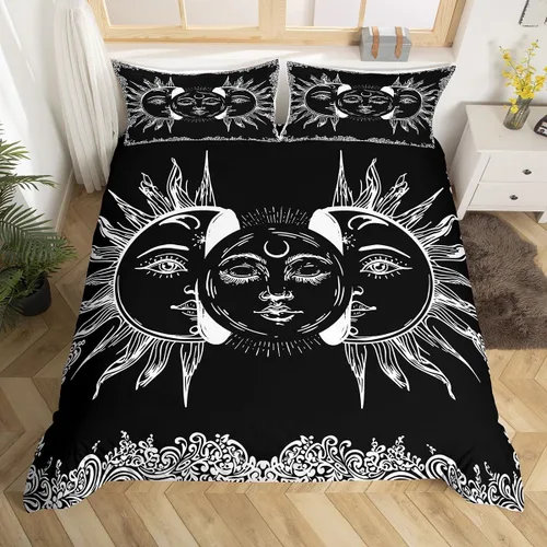 Miniatura 27 de Erosebridal Juego de ropa de cama con diseño de árbol de la vida, tamaño Queen para niños y niñas, diseño bohemio exótico de mariposa, funda