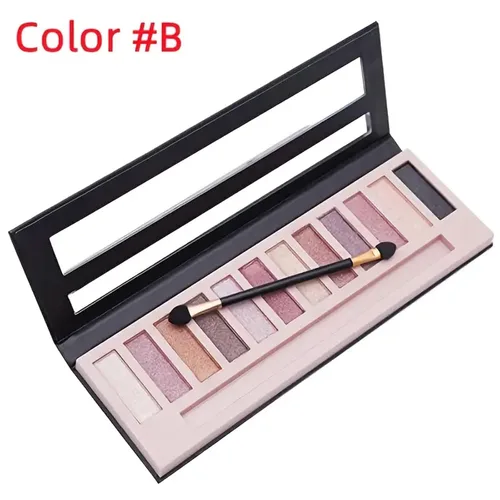 Miniatura 5 de Paleta de Sombras de Ojos Ahumadas de 12 Colores Maquillaje Natural Nude Mate Brillo Glitter Pigmento Set de Paleta de Sombras de Ojos Negra Color E