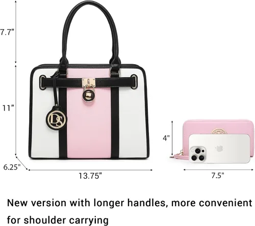 Miniatura 69 de Dasein Bolsos de mano de dos tonos para mujer, bolsos de hombro de cuero vegano, bolsa grande con cartera a juego
