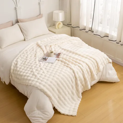 Miniatura 25 de YUSOKI - Manta de forro polar 3D con burbujas Felpa ultrasuave y esponjosa de 13.44 oz/m² Manta ligera y acogedora para sofá cama Para todas