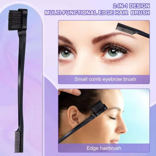 Miniatura 5 de Juego de 4 peines de pelo para peinar, cepillo de cerdas para el cabello, peine de cola de rata y peine de dientes anchos para mujeres, niñas y Negro