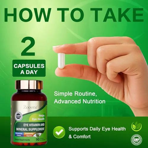 Miniatura 6 de zooone Luteína y Zeaxantina Vitaminas para los Ojos, Suplemento de Vitaminas y Minerales para los Ojos con Vitamina C, E, Zinc, Cobre, Apoyo