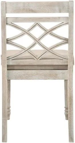 Miniatura 3 de Lilola Home Havanna - Juego de 2 sillas de comedor de tela color blanco roto de 19 pulgadas con respaldo estampado, patas de madera envejecida