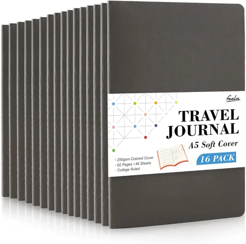 Miniatura 14 de feela - Paquete de 16 cuadernos de tapa suave a granel, cuadernos rayados universitarios para el trabajo para mujeres y niñas, diario de viaje
