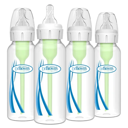 Miniatura 21 de Dr. Brown's Natural Flow Anti-Colic Options+ Biberón de cuello estrecho, Azul Natural, 8 onzas/250 mL, con tetinas de flujo lento Nivel 1, 0m+