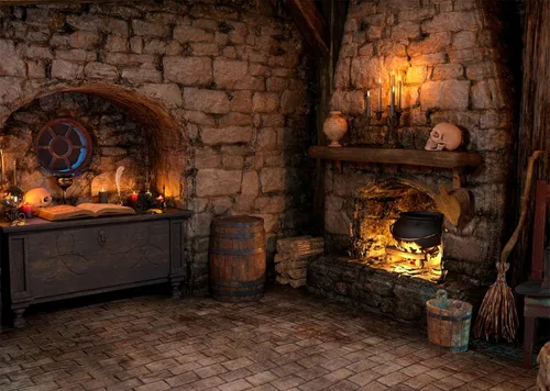 BELECO Telón de fondo de tela espeluznante de 5 x 3 pies para Halloween, sala mágica, cocina, chimenea, poción mágica, libros, velas, calaveras,