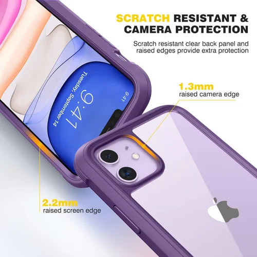 Miniatura 242 de Diaclara Funda diseñada para iPhone 16, mejorada [protección completa de la cámara], carcasa resistente de cuerpo completo con protector de pantalla