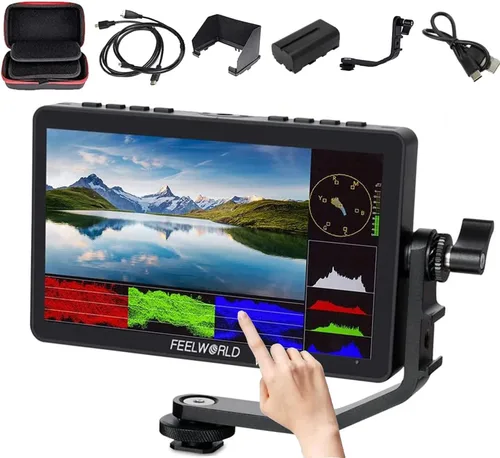 FEELWORLD F5 Pro V4+ Batería+Cargador+ Estuche de transporte Pantalla táctil de 6 pulgadas Cámara Monitor de campo con 3D LUT F970 Kit de