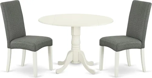 Miniatura 20 de East West Furniture DLDR5-BLK-24 - Juego de mesa de comedor moderno de 5 piezas, incluye una mesa redonda de madera con gotas y 4 sillas tapizadas
