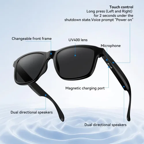 Miniatura 8 de XO Simple is Beauty Lentes de audio inteligentes para exteriores, lentes de sol Bluetooth unisex para hombres y mujeres con micrófono y altavoces