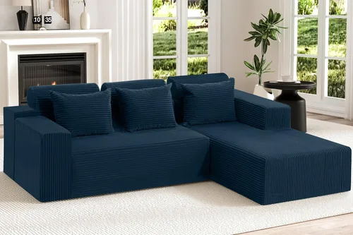 Miniatura 22 de Homguava Sofás modulares seccionales para sala de estar, sofá nube de 101 pulgadas con diván en forma de L, cómodo sofá de sala de estar con asiento