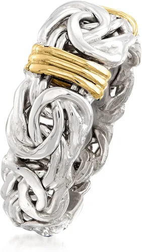 Miniatura 3 de Ross-Simons Anillo bizantino de plata de ley con estaciones de oro de 14 quilates Talla 7 Plata Esterlina no conocido