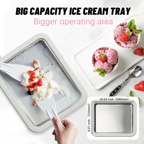 Miniatura 4 de Kit para hacer helados enrollados, máquina para hacer helados en casa con bandeja de congelación instantánea con tapa y 2 espátulas, máquina
