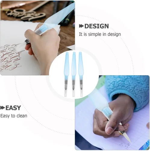 Miniatura 5 de EXCEART Juego de 3 bolígrafos de acuarela recargables, pinceles de pintura de acuarela portátiles para dibujo artístico, fácil control de flujo