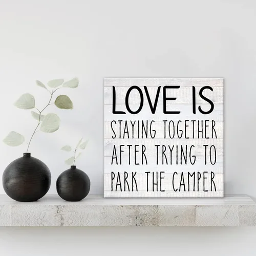 Miniatura 3 de Lienzo impreso con texto en inglés «Love Is Staying Together» para casa de campo, decoración de pared rústica para campamento, póster