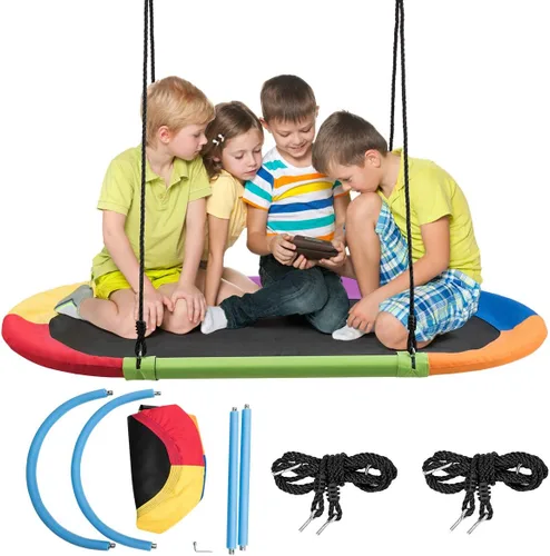 Miniatura 2 de GLACER Columpio de platillo gigante de 60 pulgadas, capacidad de peso de 700 libras, altura ajustable, columpio volador grande para jugar