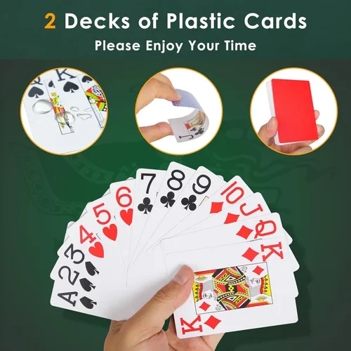 Miniatura 3 de ORIENGEAR Juego de fichas de póquer con denominaciones, 300 unidades de 14 gramos de fichas de casino de arcilla compuesta con estuche ABS y 2 mazos