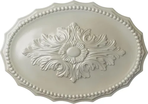 Miniatura 52 de Ekena Millwork CM16OX Medallón de techo Oxford, 16 7/8" W x 11 3/4" H x 1 1/2" P, imprimado en fábrica Imprimación de fábrica.