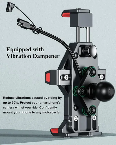Miniatura 8 de BRCOVAN Soporte de teléfono para motocicleta de aleación de aluminio con cargador inalámbrico Qi de 15 W y amortiguador de vibraciones, soporte