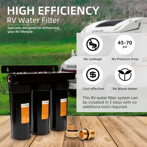 Miniatura 7 de Sistema de filtro de agua para caravanas, accesorios de latón sin fugas, tres filtros incluidos reducen los sedimentos, filtro de agua