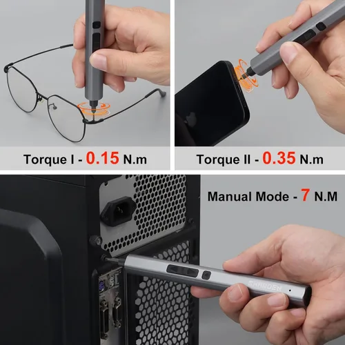 Miniatura 3 de SHARDEN Mini destornillador eléctrico, kit de destornillador eléctrico pequeño 29 en 1 con 24 puntas magnéticas, herramienta de reparación