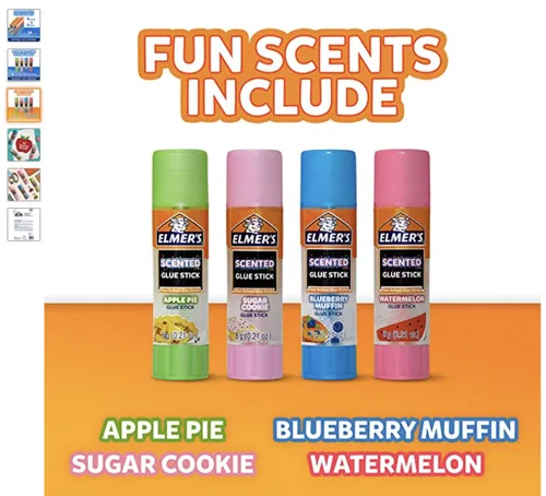 Miniatura 3 de Elmer's Barras de pegamento perfumadas, lavables, transparentes, variados, 0.21 oz, 6 paquetes de 4 (24 unidades en total)