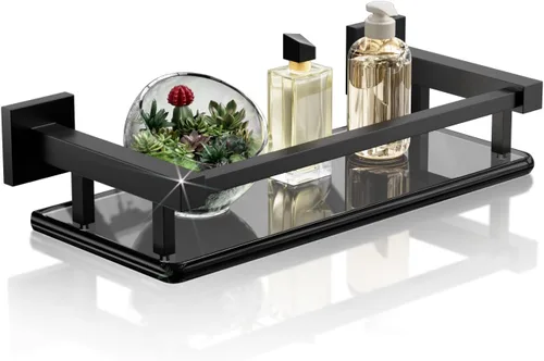 Miniatura 21 de Estantes de vidrio Alise para pared de baño, estante de baño de vidrio templado montado en la pared, estantes flotantes modernos que ahorran espacio