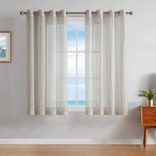 Miniatura 13 de Nautica - Cordelia - Cortina transparente aplastada Cortinas para ventana Cortinas ligeras Juego de 2 paneles Transparente Cabecera