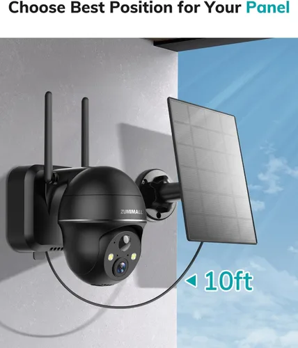 Miniatura 6 de ZUMIMALL Panel solar de 3 W para cámara de exterior inalámbrica, X2/X1/F5, panel solar impermeable IP66 con cable de carga tipo C de 10 pies, fuente