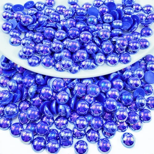 Miniatura 20 de 1000 perlas medias redondas de resina con parte trasera plana de 0.236 pulgadas para manualidades, para cara, uñas, vasos, ropa, zapatos, álbum