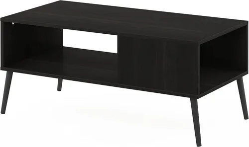 Miniatura 5 de Furinno Claude - Mesa de centro estilo mediados de siglo con patas de madera, color espresso grande sin elevación