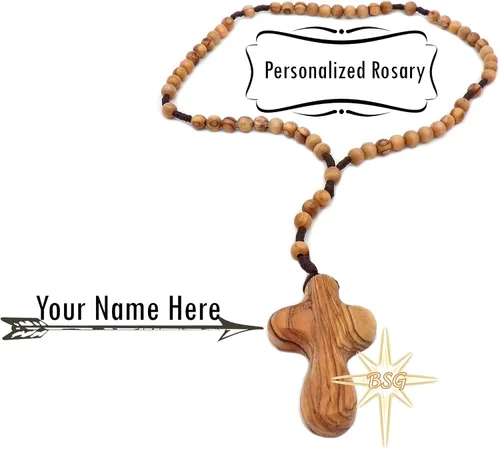 Miniatura 2 de Rosario personalizado de madera de olivo de Belén, nombre propio, regalos para niños, confirmación, primera comunión, bautismo para niños y niñas.