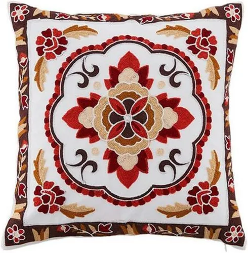 Miniatura 11 de Judy Dre am Funda de cojín 100 % algodón, cuadrada, bohemia, bordada, para sofá, cama, sala de estar, funda de almohada bohemia de 18 x 18 pulgadas