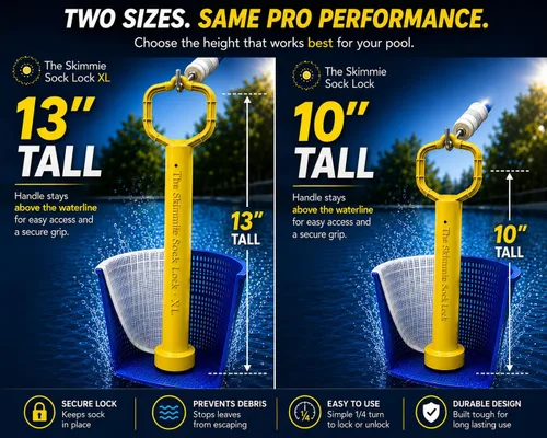 Miniatura 9 de Skimmie Sock Lock - Máxima comodidad de limpieza de piscinas: mango extraíble para calcetines Skimmer mantiene los desechos dentro, incluso cuando