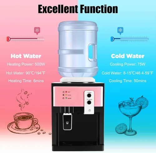 Miniatura 4 de Dispensador de agua para encimera, dispensador de agua fría y caliente, mini enfriador de escritorio, máquina eléctrica de mesa pequeña para hogar