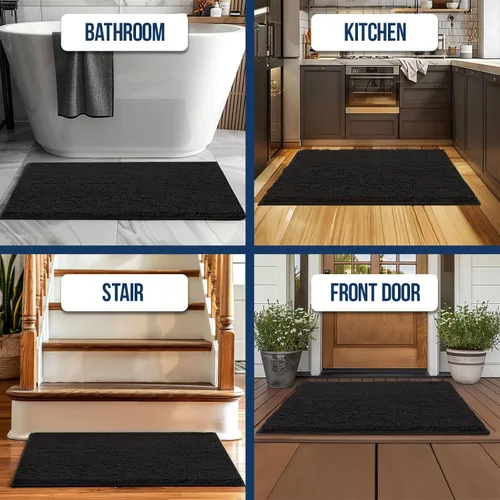 Miniatura 6 de Muddy Mat Alfombras de Baño de Chenilla de Microfibra de Secado Rápido Antideslizantes Lavables, Extra Gruesas, Suaves y Altamente Absorbentes