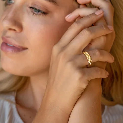 Miniatura 3 de Anillos para mujer, modernos y delicados anillos chapados en oro de 14 quilates, hipoalergénicos con circonita cúbica, anillo midi de color rosa