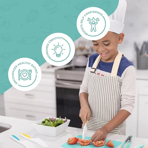 Miniatura 9 de Tovla Jr - Juego de cuchillos seguros para niños para cocina real, cuchillos de cocina para niños pequeños, herramientas de cocina Montessori STEM